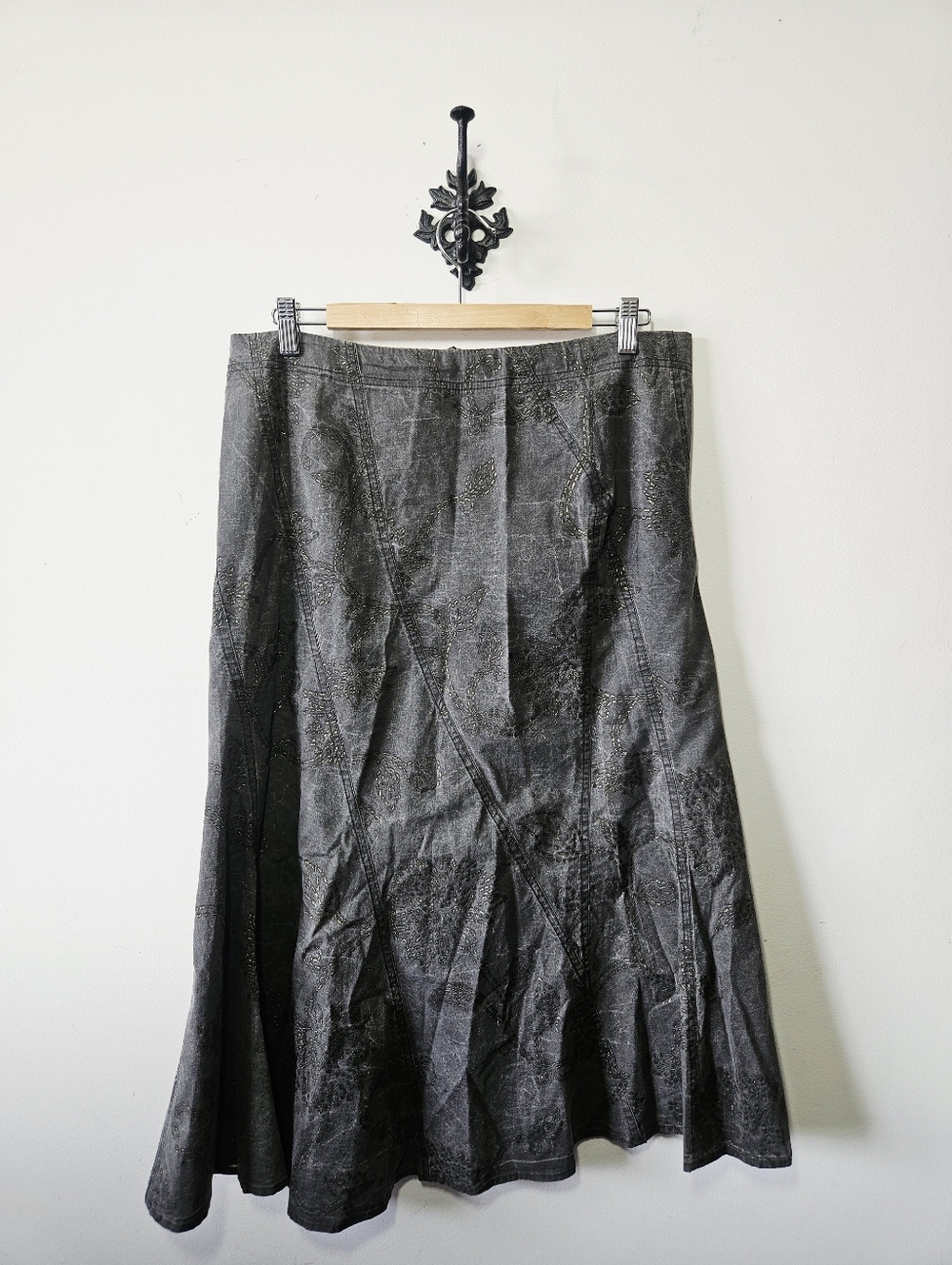 Vintage Firma Italy Floral Grunge Skirt Size 12 Midi Asymmetrical Zip - Picture 3 of 6